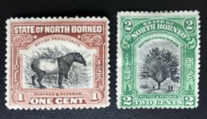 MALAYA 1909-23 NORTH BORNEO 1c P.12½ & 2c MH SG#159 & 160  M2645 