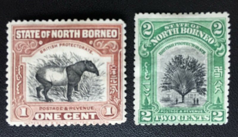 MALAYA 1909-23 NORTH BORNEO 1c P.12½ & 2c MH SG#159 & 160  M2645 