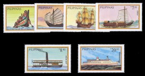 Philippines #1718-1723 Cat$13, 1984 Ships, complete set, never hinged