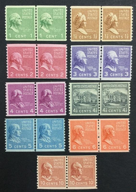 MOMEN: US #839-847 LINE PAIRS MINT OG NH $125 #22840