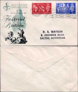 1951 Festival set on illustrated FDC