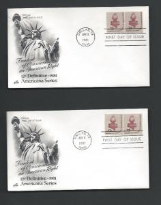 Scott #  1594   pair   1816 coil pair   FDC