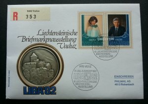 Liechtenstein Stamp Exhibition LIBA 1982 FDC (coin cover) *see description