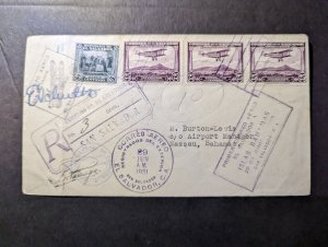 1931 Registered El Salvador Airmail Cover San Salvador to Nassau Bahamas