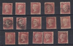 GB QV 1d Red Stars Unchecked Collection Of 15 Fine Used BP5929