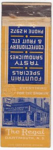 Canada Revenue 1/5¢ Excise Tax Matchbook THE REGAL Dartmouth, N.S.