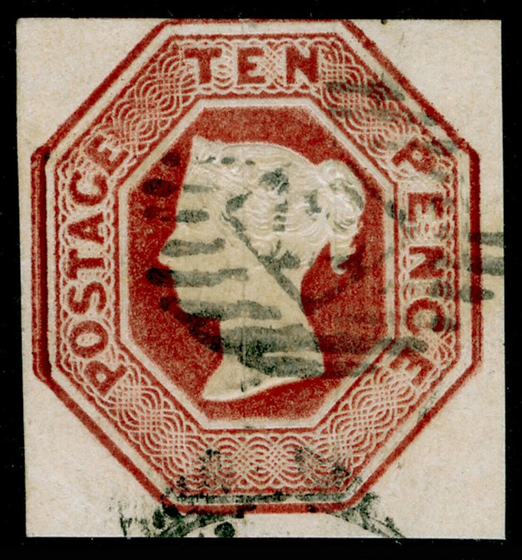 SG57, 10d brown, CUT SQUARE, FINE USED. Cat £1500.