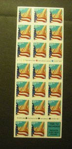 Scott 3278e, 33c Flag over City, Pane of 20, #V1111, MNH Booklet Beauty