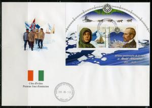 IVORY COAST 2018 90th MEMORIAL ANN OF ROALD AMUNDSEN SHEET  OF TWO  FDC