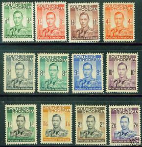 Southern Rhodesia Scott 42-53  MH* 1937 KGVI CV$33