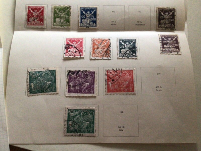 Czechoslovakia stamps on folded page  A11790