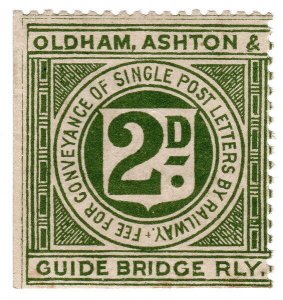 (I.B) Oldham, Ashton & Guidebridge Railway : Letter Stamp 2d 