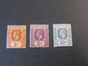 Ceylon 1912 Sc 201,203,208 FU