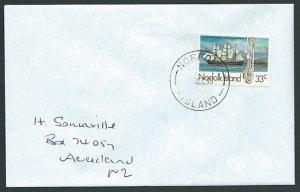 NORFOLK IS 1995 cover to New Zealand - 33c Whaler Costa Rica...............42808