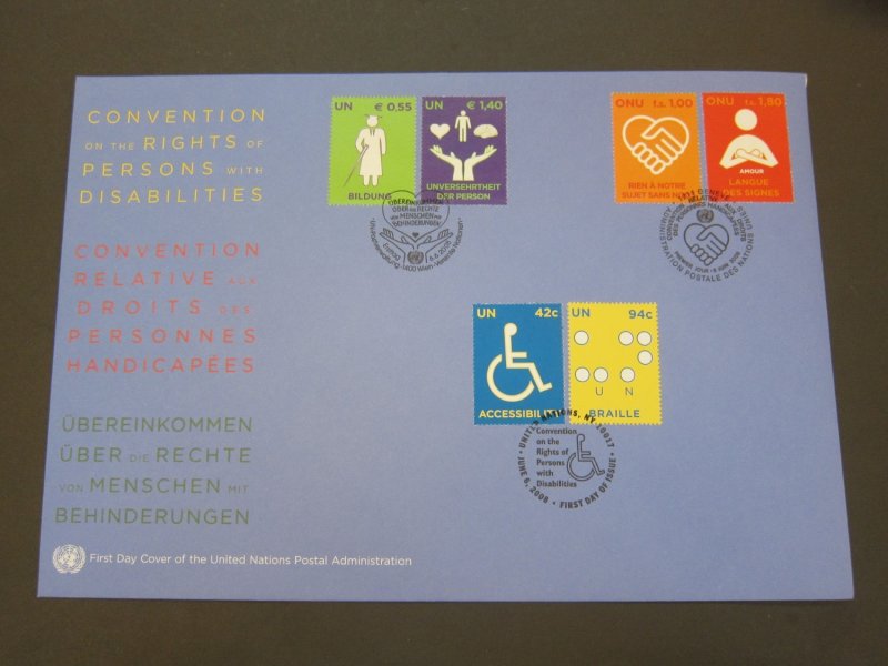 United Nations (NY,Vienna,Geneva) 2008 Sc 427-8,485-6,960-1 FDC