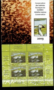 QUEBEC #22M 2009 SNOW GOOSE CONSERVATION MINI SHEET OF 4 IN FOLDER