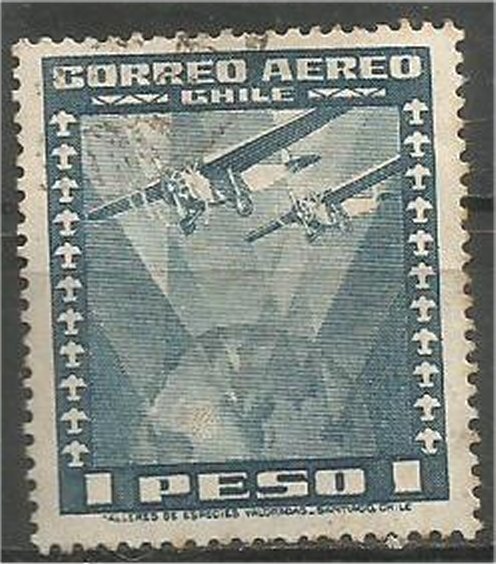 CHILE, 1935  used 1p ,Airplane Scott C39