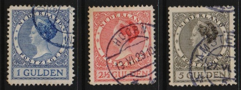 Netherlands  #161-163  used  1926   Wilhelmina     perf 11 1/2