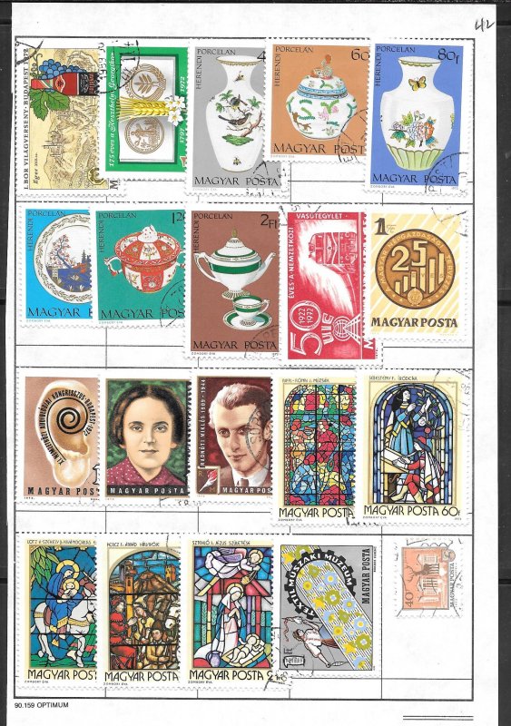 HUNGARY #Z42 Mixture Page of 20 Used stamps.  Collection / Lot
