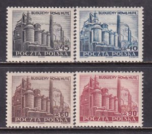 Poland 1951 Sc 502-5 Steel Mill Nowa Huta Stamp MNH