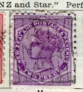 NEW ZEALAND; 1882 early classic QV Side Facer issue used 2d. value