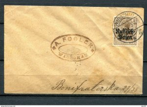 Poland 1916 Cover Local Warsaw City stamp 2 gr+German Occ  3pf  13272