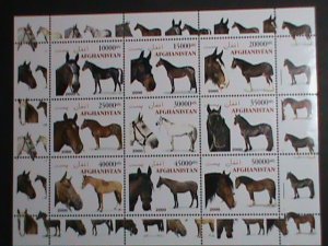 AFGHANISTAN STAMP-2000-WORLD COLORFUL LOVELY BEAUTIFUL HORSES MNH SHEET-VF