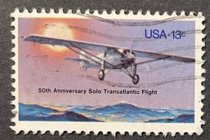 US #1710 Used F/VF 13c 50th Anniversary Solo Transatlantic Flight 1977 [G14.1.1]