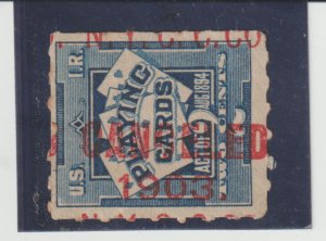 US Scott # RF3 Used Precancel Overprint  NYCCo. 1903 2c Revenue Playing Card