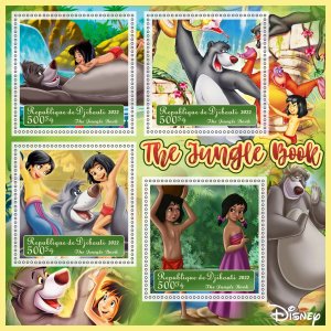 Stamps. Cartoons. Disney. The Jungle Book Djibouti 2022 year 1+1 sheet perf