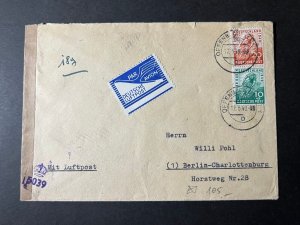 1949 Censored Germany Airmail Cover Offenbach to Berlin Charlottenburg