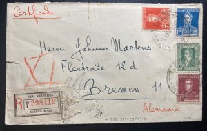 1928 Buenos Aires Argentina Registered Cover to Bremen Germany