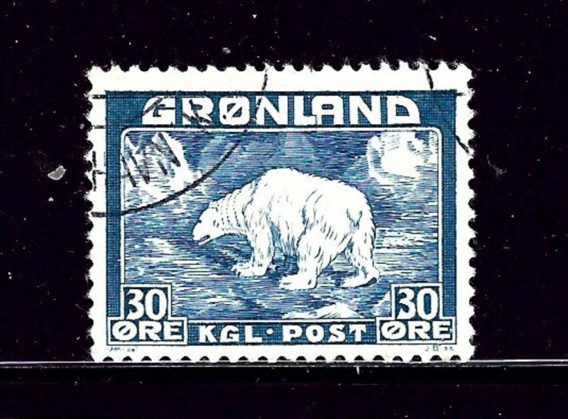 Greenland 7 Used 1938 Polar Bear        (P112)