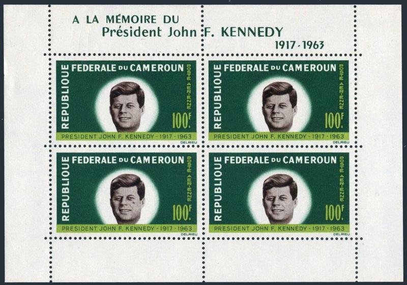 Cameroun C52a sheet,lightly hinged.Michel Bl.3. President John F.Kennedy,1964.