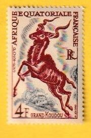 FRENCH EQUATORIAL AFRICA SCOTT#198 1957 4f GREATER KUDU - MNH