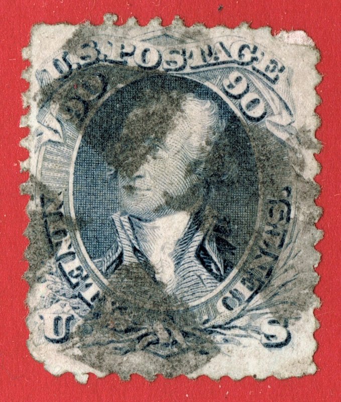 [0786] 1861 Scott#72a 90¢ pale blue used cv :$650 Several faults