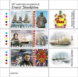 Guinea-Bissau - 2022 Ernest Shackleton Anniversary - 3 Stamp Sheet - GB220130a