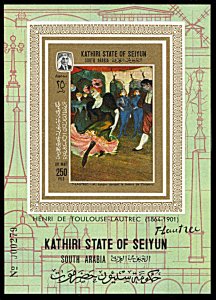 Kathiri State Mi. Block 9B, MNH, Toulouse-Lautrec Painting imperf.souvenir sheet