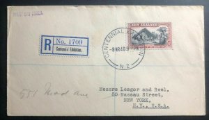 1940 New Zeland First Day Cover FDC Centennial Exhibition To New York USA