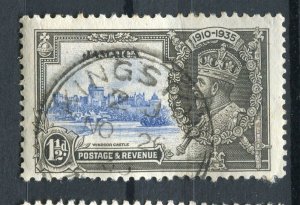 JAMAICA; 1935 early GV Silver Jubilee issue fine used 1.5d. value,