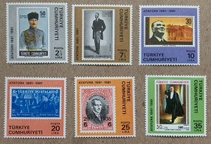 Turkey 1981 Ataturk stamps-on-stamps, MNH. Scott 2188-2193, CV $3.15