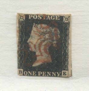 1840 Penny Black lettered BE used