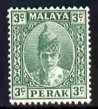 Malaya - Perak 1938-41 Sultan 3c green mounted mint SG106