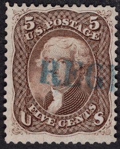 US #76 Very Fine, Used. Blue REGISTERED cancel. With 2010 PF cert.