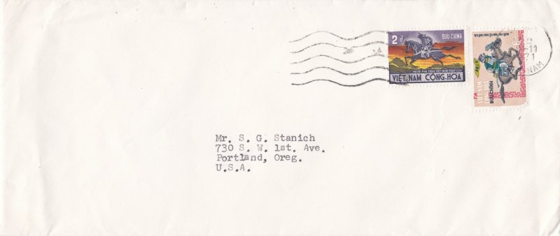 Viet Nam # 392-393, Couriers on Horseback, On Commercial Cover Mailed to the US.