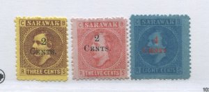 Sarawak 1899 stamps overprinted with new values