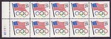 2528a 29c Flag/Olympic Rings, Bklt Pane of 10 1991