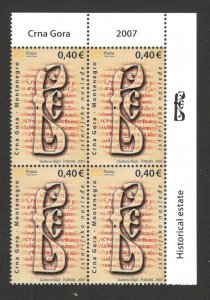 MONTENEGRO - MNH BLOCK OF 4 STAMPS - HISTORICAL ESTATE  - 2007.