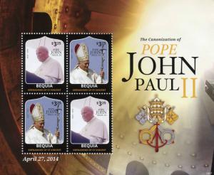 Bequia Gren St Vincent Stamps 2014 MNH Canonization Pope John Paul II 4v M/S