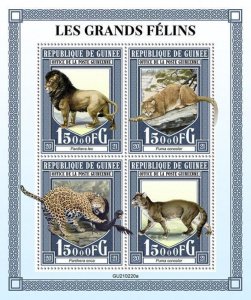 Guinea 2021 MNH Wild Animals Stamps Big Cats Lions Jaguar Cougar 4v M/S